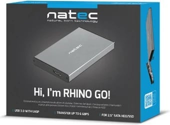 Kasë Natec Rhino Go NKZ-1281 për HDD/SSD 2.5", USB 3.0, Gri
