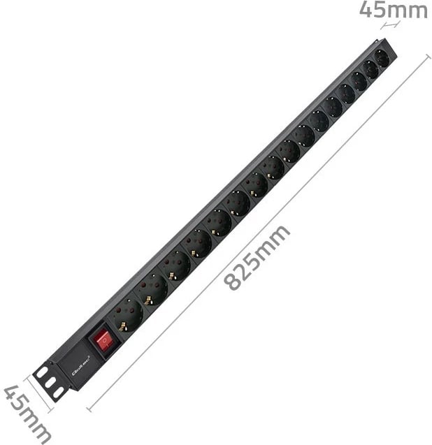 Kasë PDU Qoltec 54605, 16x SCHUKO, 1.8m, për rack, e zezë