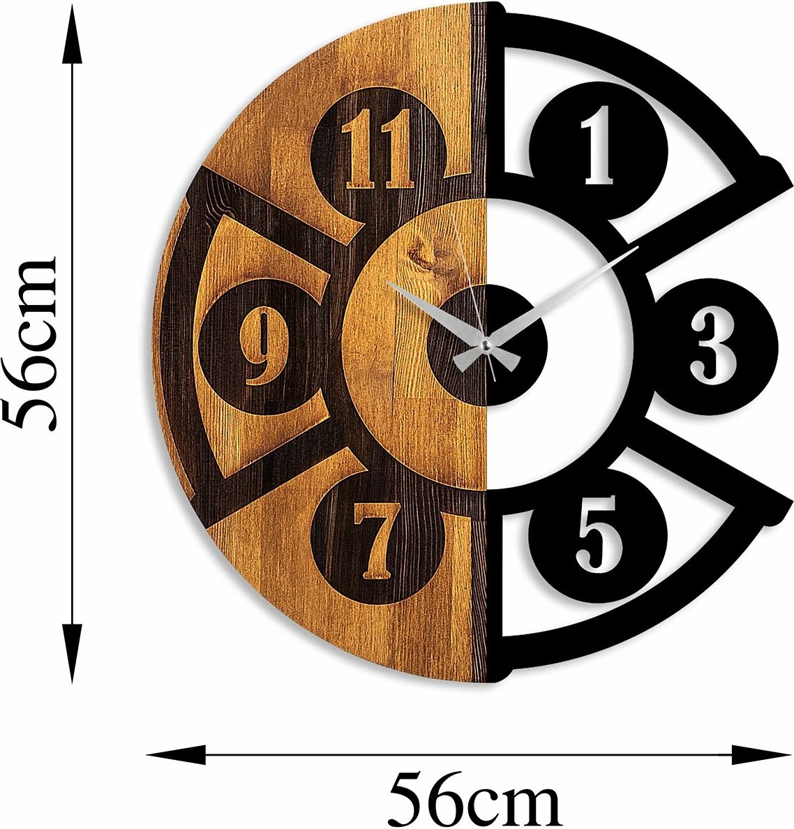 Orë muri dekorative prej druri, Wallity, formë pice, ngjyrë arre/zezë, 56x3x56cm