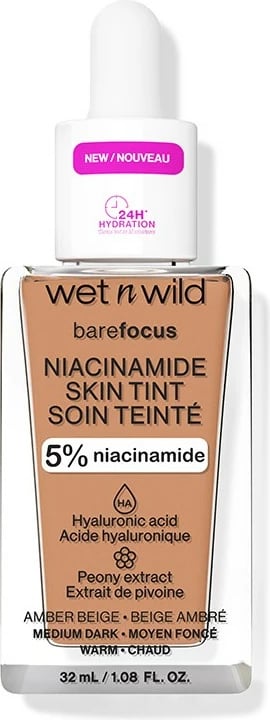 Fondatinë unisex Wet N Wild Wnw Makeup Fdt Niacinam Skin Tint 6321e Amber Beige 32ml