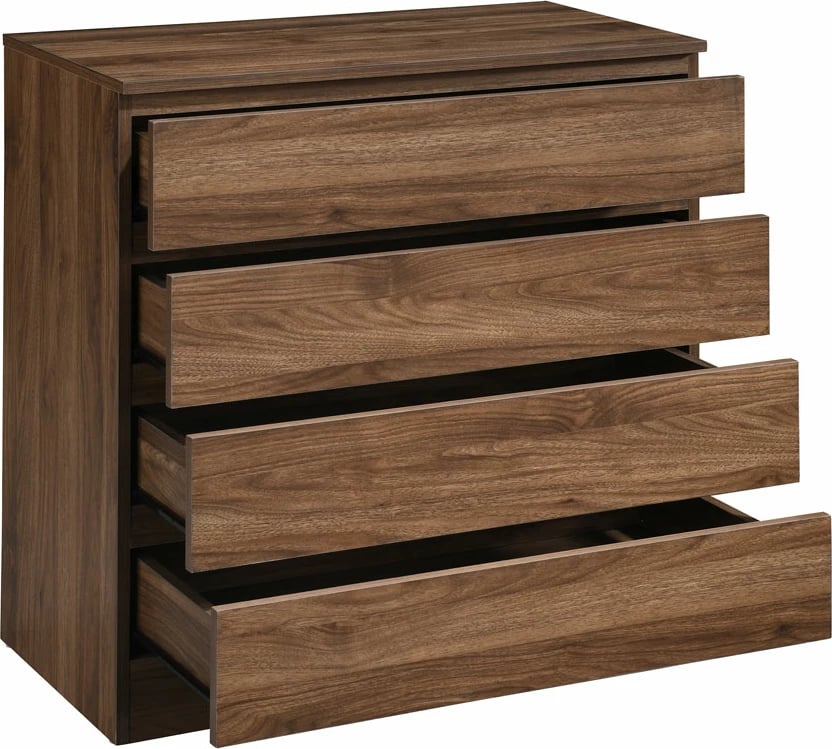 Komodë me 4 sirtarë, ngjyrë arre, 76x40x81 cm