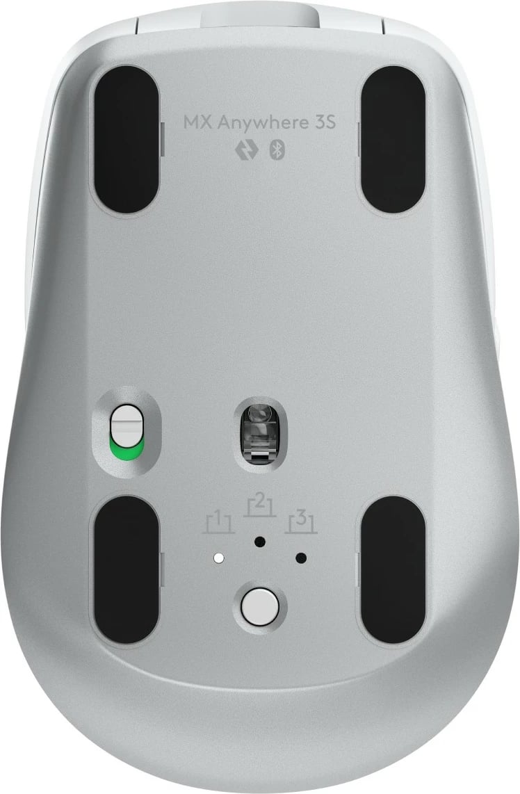 Maus Logitech MX Anywhere 3S, Djathtas, Laser, RF Wireless + Bluetooth, 8000 DPI, Gri, Bardhë