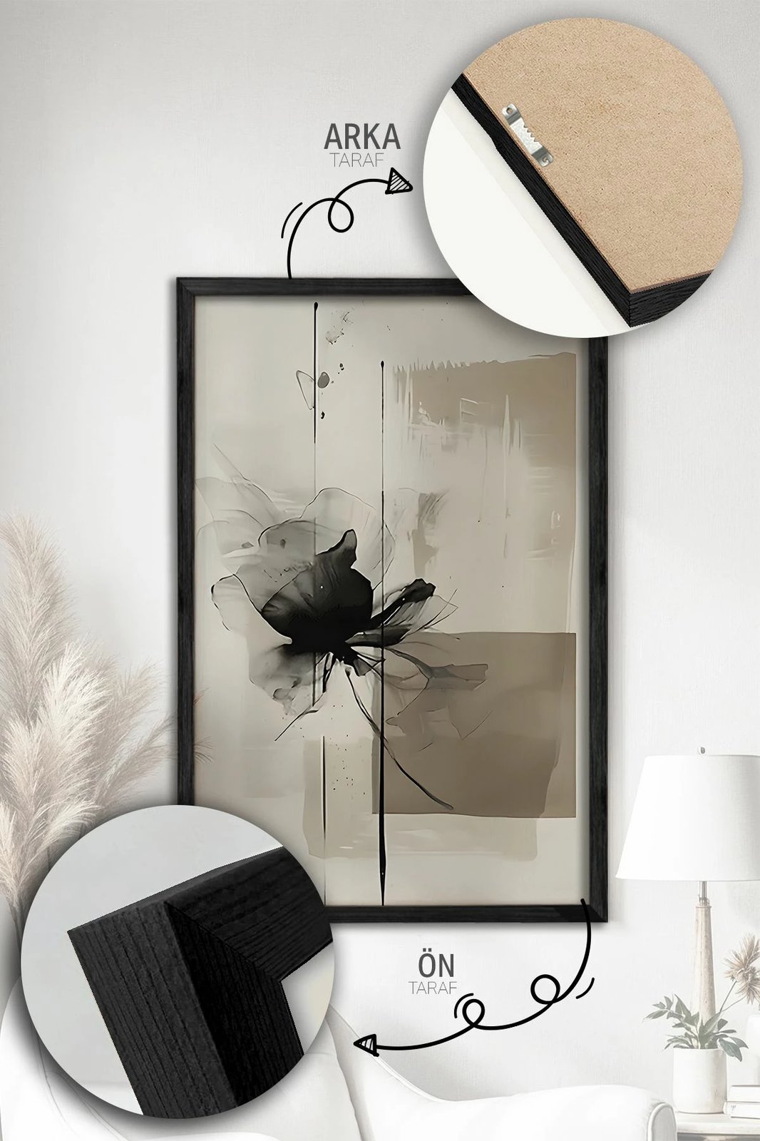 Pikturë dekorative me kornizë (3 copë), Wallity, Artvmodel40-Sıyah