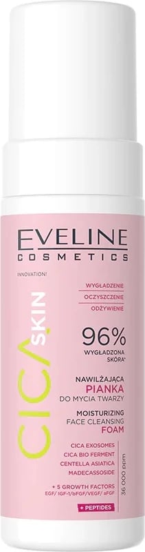 Shkumë pastruese për fytyrë Eveline Cosmetics Cica Skin Moisturizing për femra, 150ml