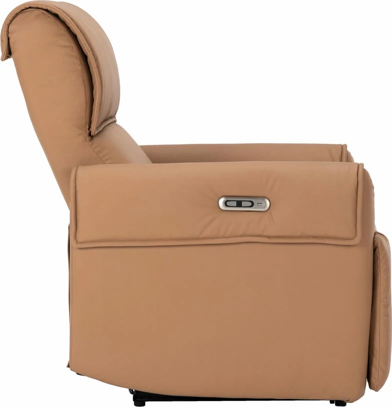Fotelë relaksuese me recliner elektrik, ngjyrë camel, 88x95x102cm