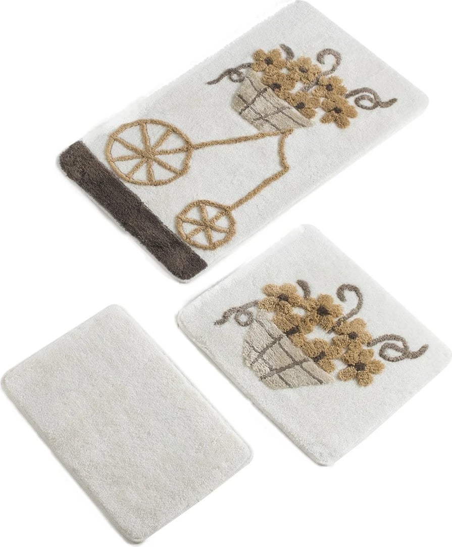 Set tapetash për banjo, 3 copë, akrilik, Mijolnir, Alacati, ngjyrë kafe