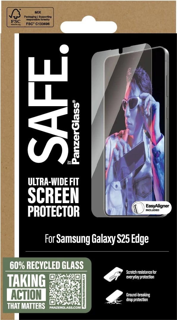 Mbështjellës ekrani PanzerGlass për Samsung Galaxy S25 Edge, ultra-wide fit, transparent