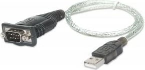 Adapter Manhattan USB në RS232, 45cm, i zi