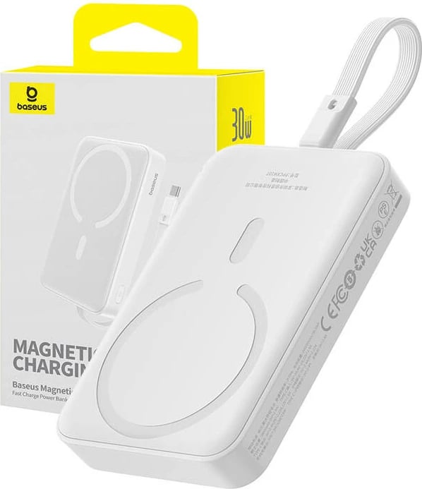 Powerbank Baseus Magnetic Mini 10000mAh, 30W, MagSafe, e bardhë