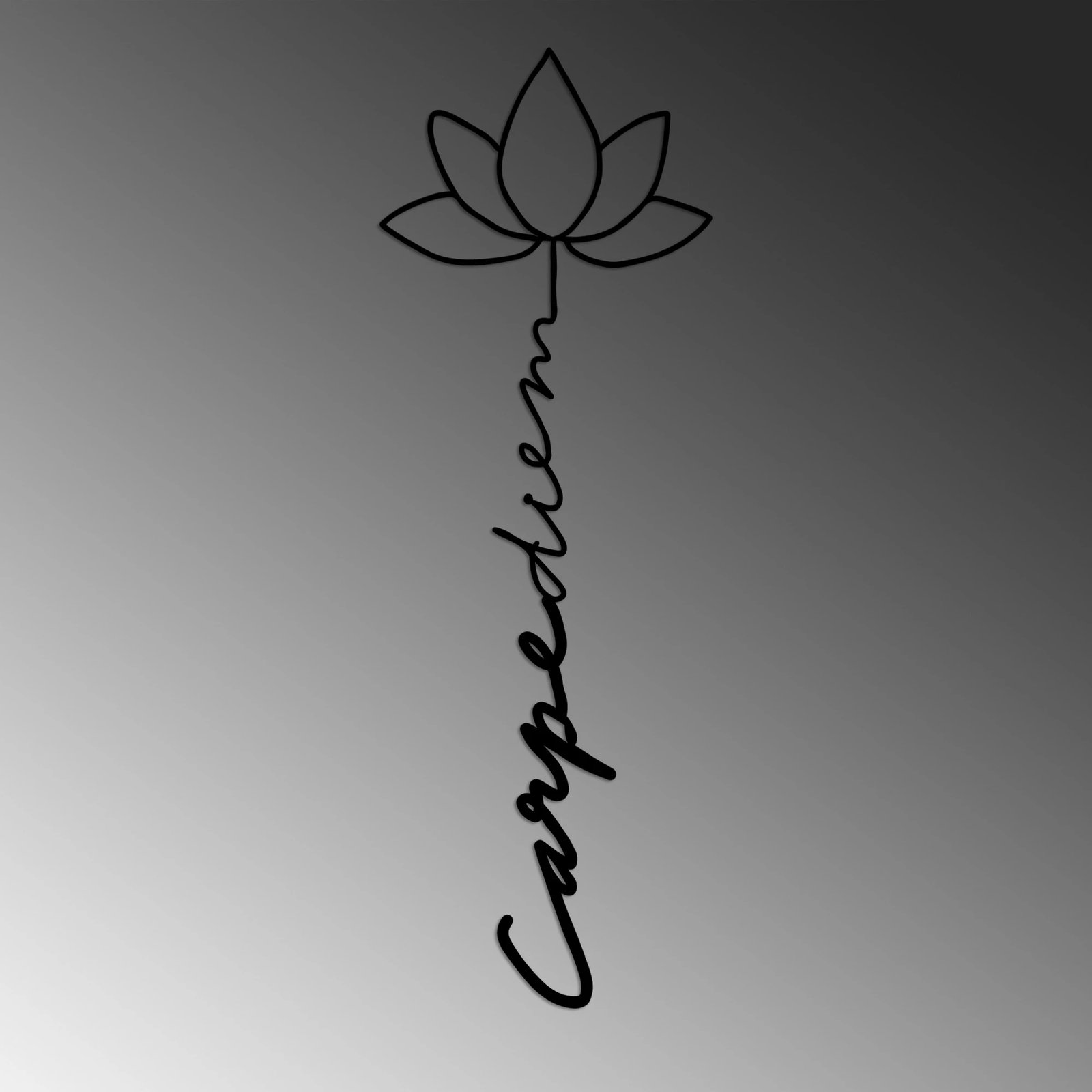 Aksesor dekorativ metalik për mur, Carpe Diem 4, ngjyrë e zezë, 21x60cm