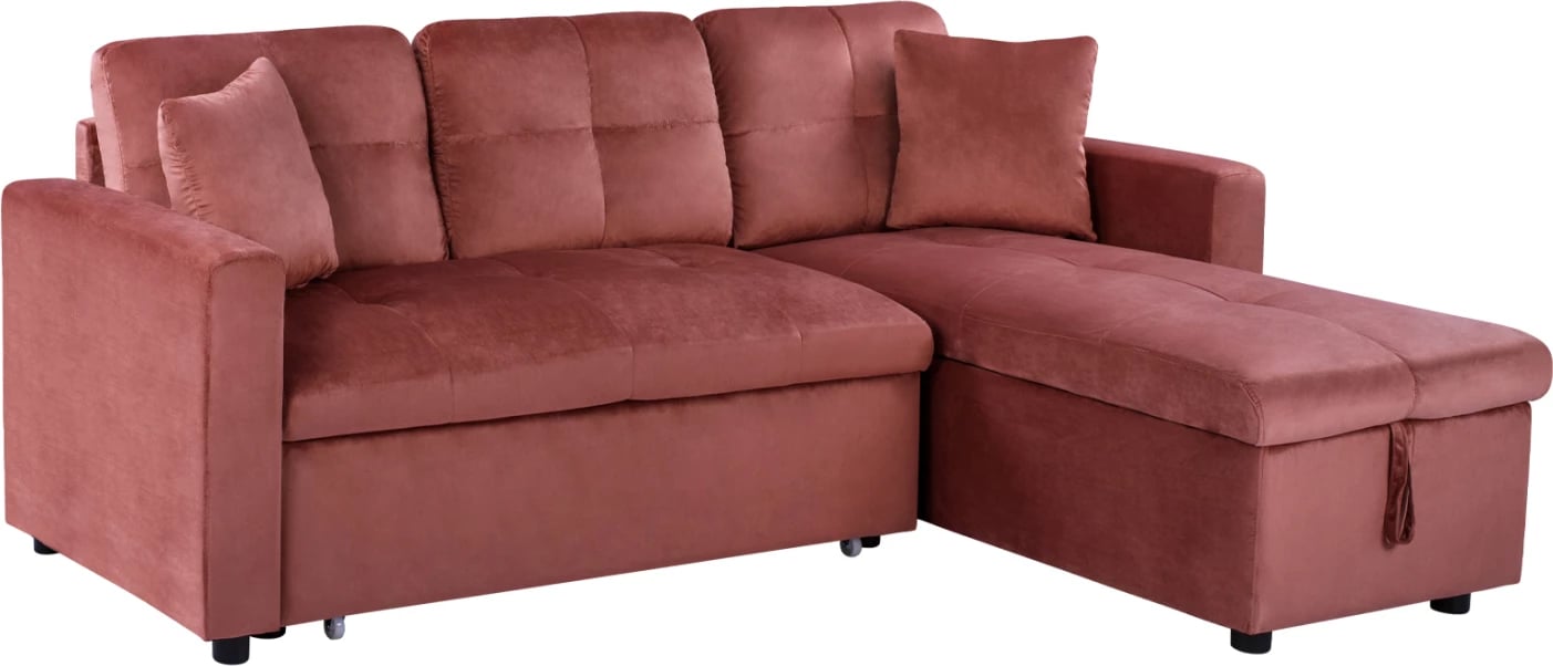 Divan qoshe me shtrat, ngjyrë rozë e zbehtë, FH3028.12, 224x147x85 cm