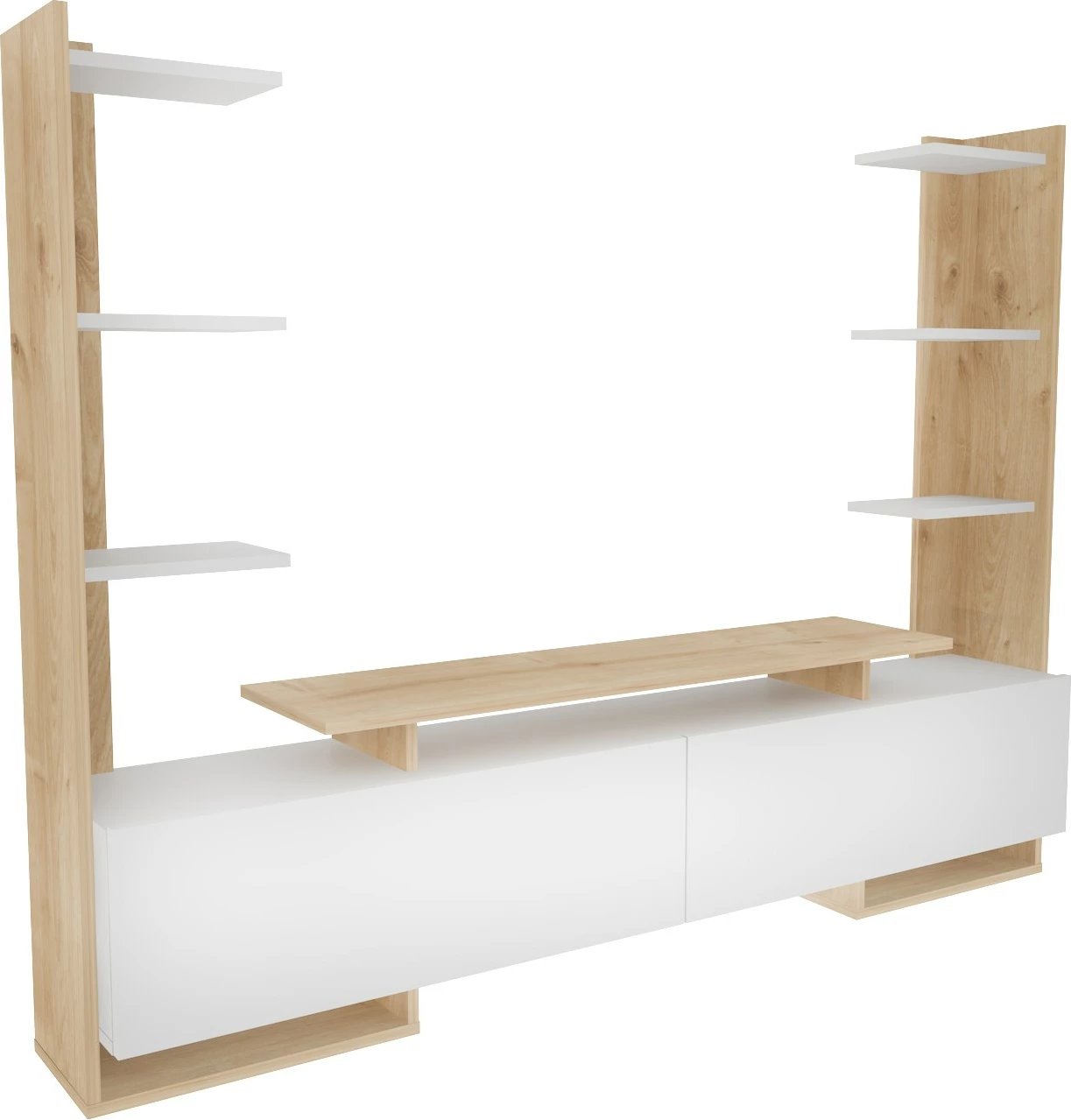 Komodë TV Skye Decor, ngjyrë lis dhe e bardhë, Ava