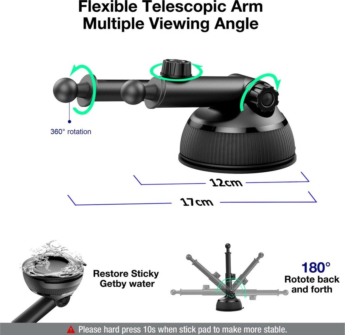 Mbajtës veture Maclean MCE129 me karikim wireless Qi, 15W, i zi