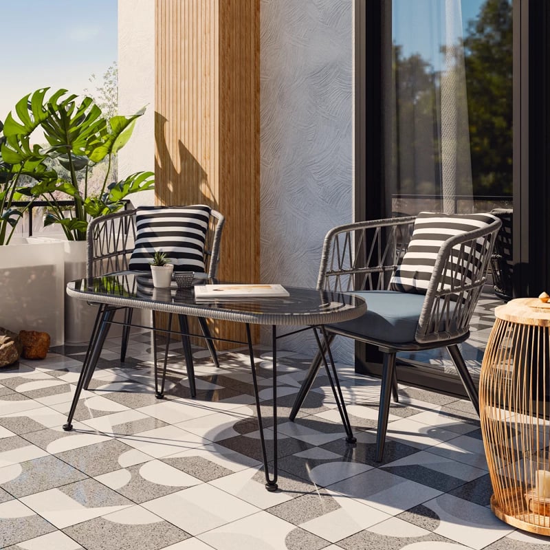 Tavolinë Naoki metalike, ngjyrë e zezë-gri, xham 100x45x46cm