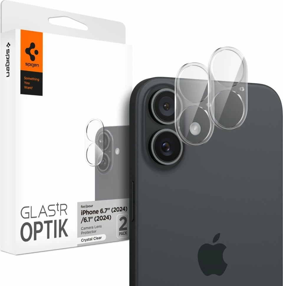 Mbrojtës xhami për kamerë Spigen Optik Glas.tR për iPhone 16 / 16 Plus, Transparent, 2 copë
