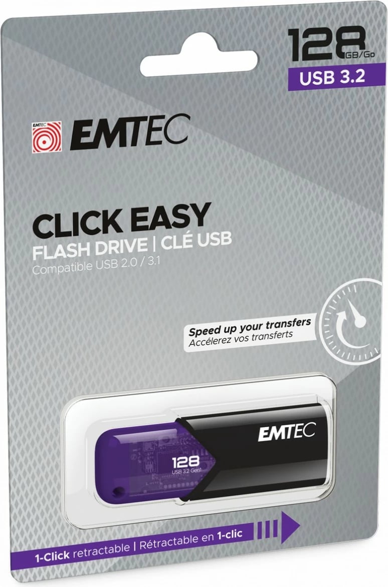 USB stick EMTEC Click Easy B110 128GB, e zezë/vjollcë