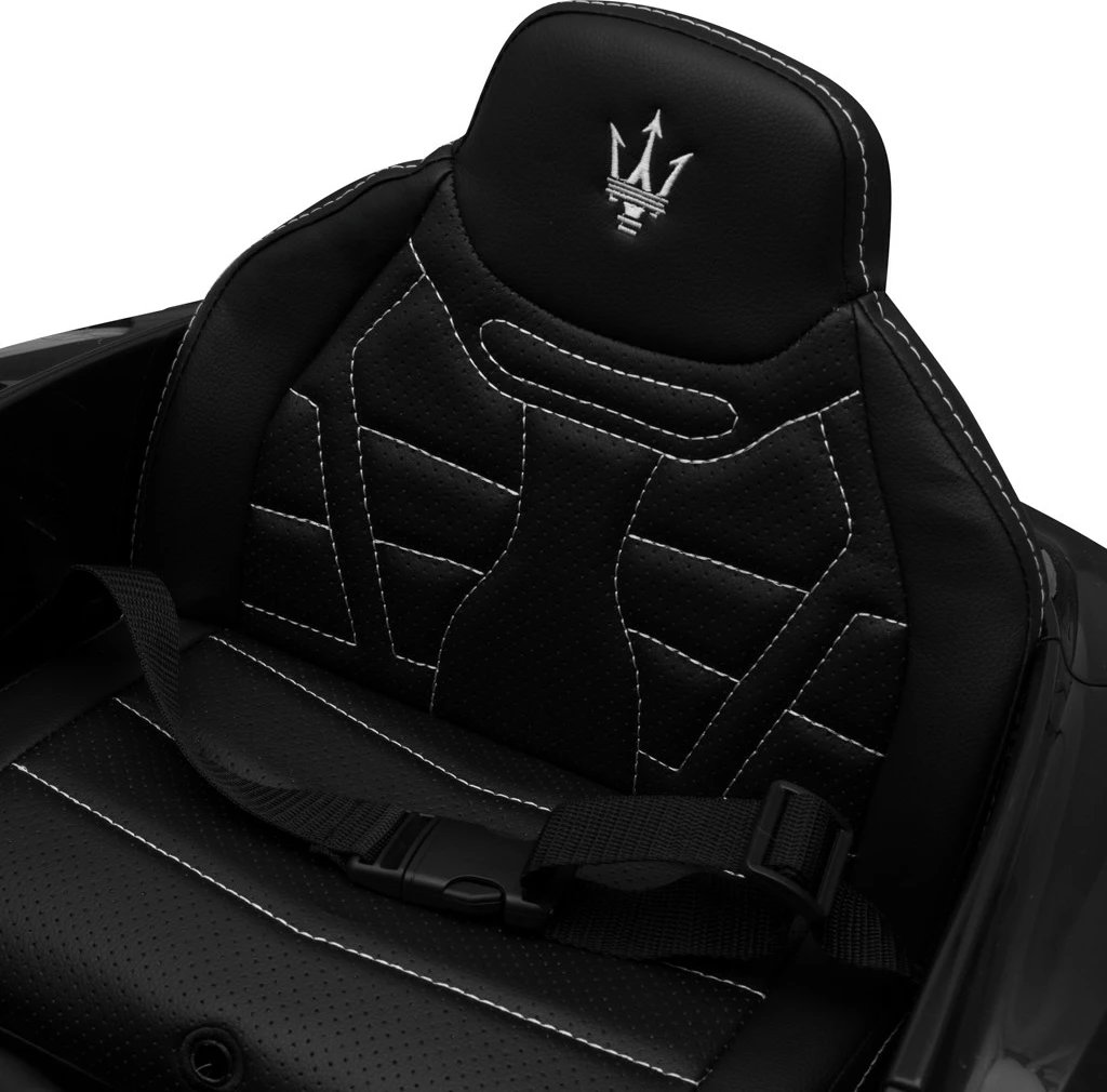 Makina lodër elektrike, BABY MIX, Maserati GranTurismo, 12V 4.5Ah, 2×45W, telekomandë 2.4G, Bluetooth, rrota EVA, sedilje eco-lëkurë, e zezë