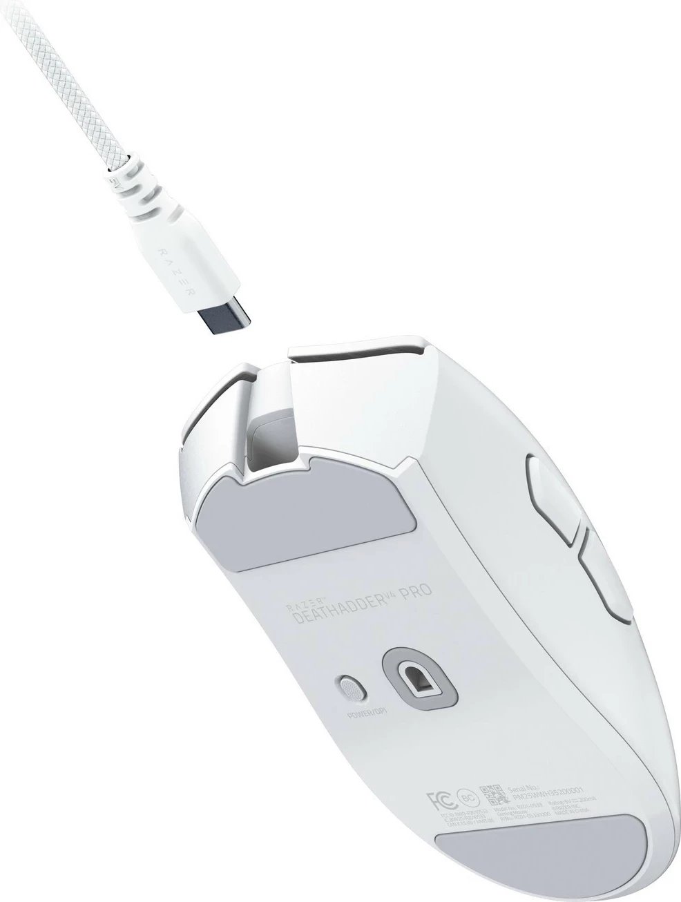 Maus Razer DeathAdder V4 Pro, wireless & USB-C, 45K DPI, 6 taste, i bardhë