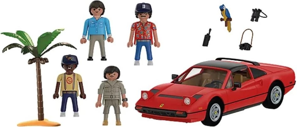 Set lodrash Playmobil Ferrari 308 GTS Quattrovalvole Magnum P.I., 71343, me figurina, e kuqe