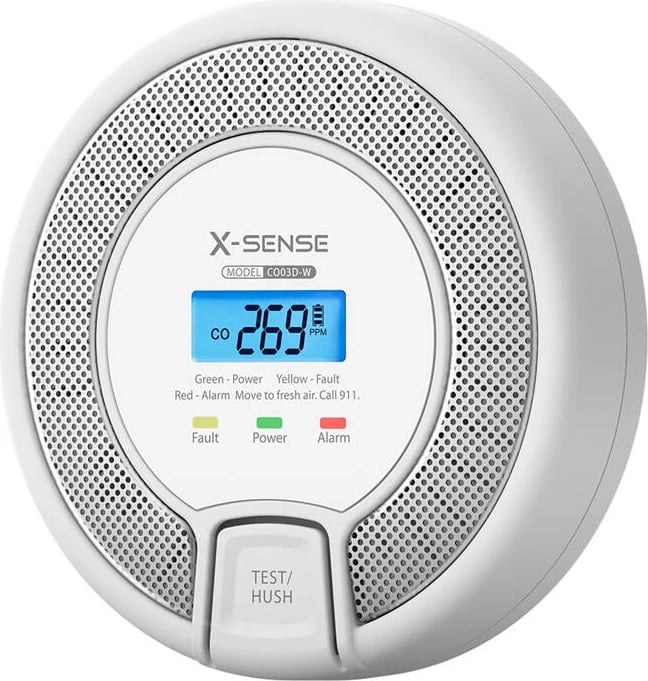 Detektor monoksidi karboni X-Sense CO03D-W Link+, wireless, me ekran LCD, i bardhë