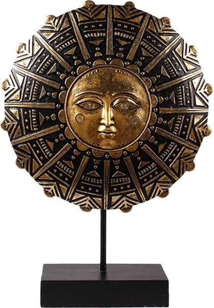 Totem dekorativ Osiris, polirezine, bazë metalike, bronz e zi, 28x8x40cm