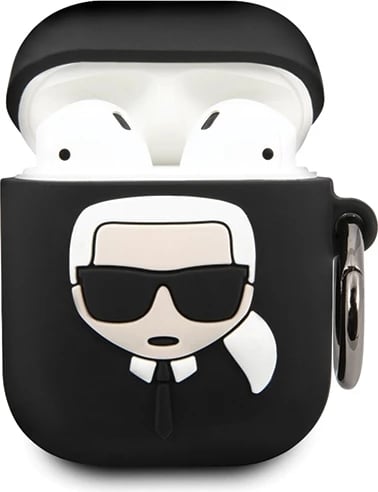 Mbështjellës Karl Lagerfeld Silicone Ikonik për AirPods 1/2, i zi