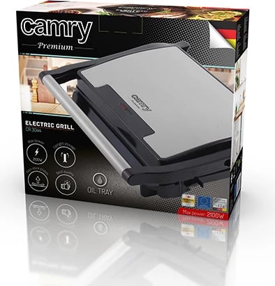 Grill elektrik, Camry, CR 3044, 25x17.5 cm, 1500-2100W, e zezë-argjend