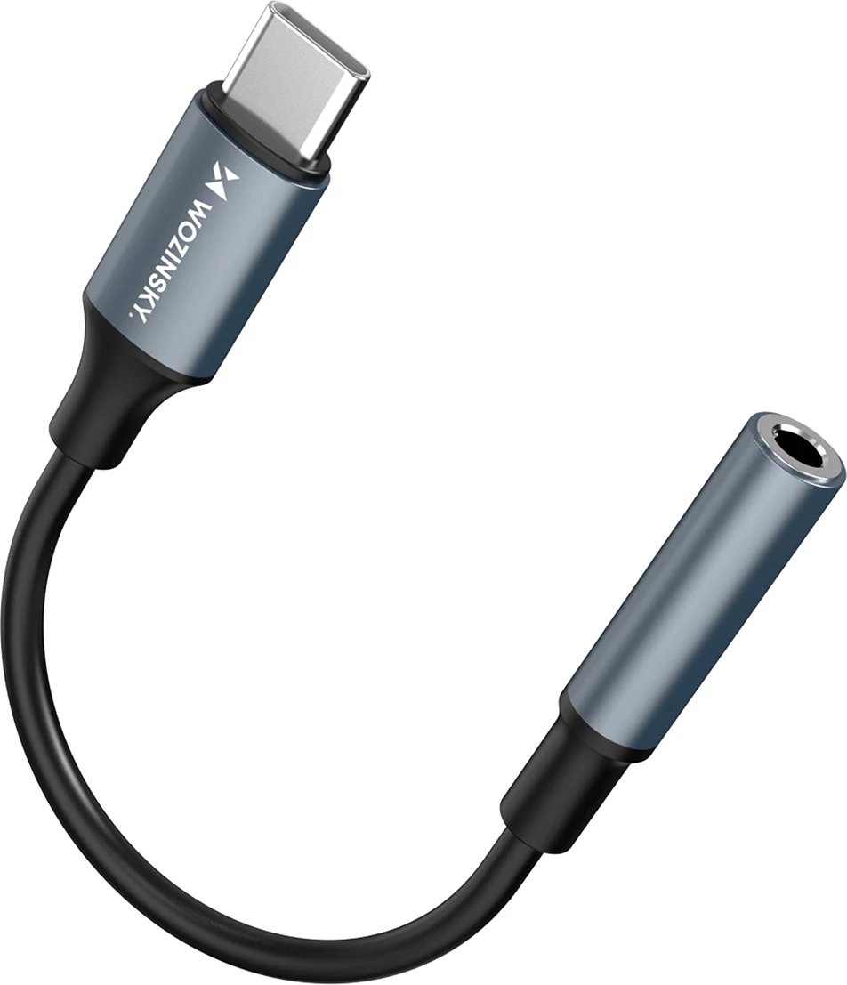 Përshtatës USB-C në 3.5 mm mini jack, Wozinsky, WACM-01, HiFi audio, OMTP/CTIA, alumini, i zi