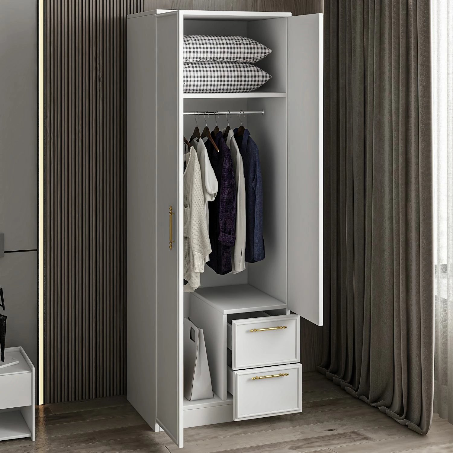 Dollap rrobash Skye Decor, Vespera 2, i bardhë