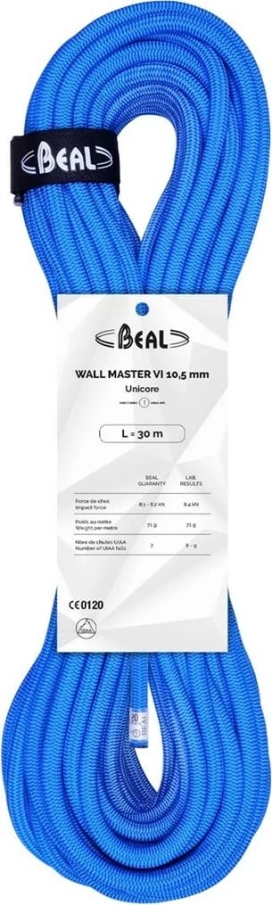 Litar ngjitjeje Beal Wall Master Unicore 10.5mm, 30m, Blu