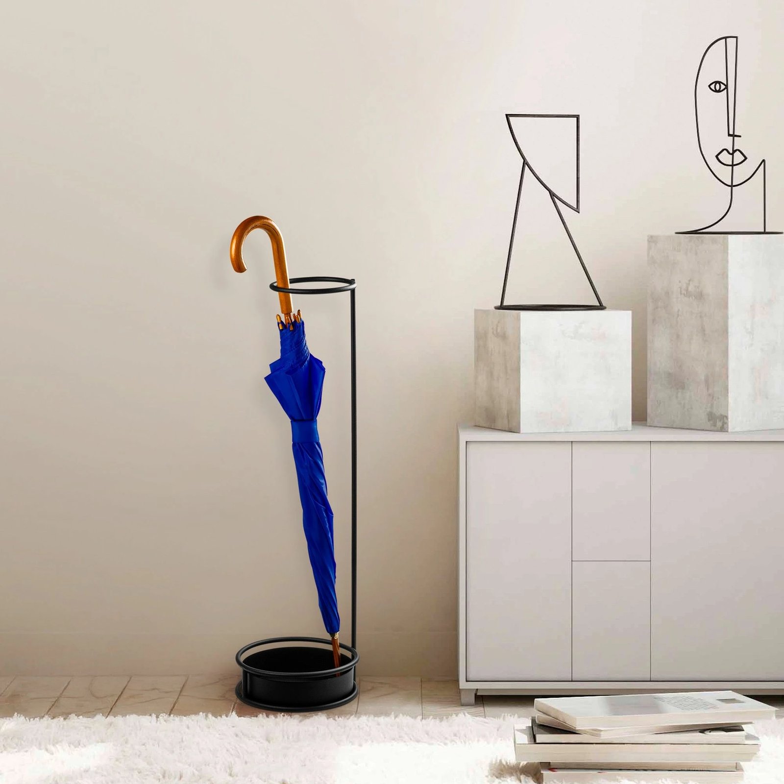 Stendë për ombrella, metalike, e zezë, Evila Originals, 22x22x75cm