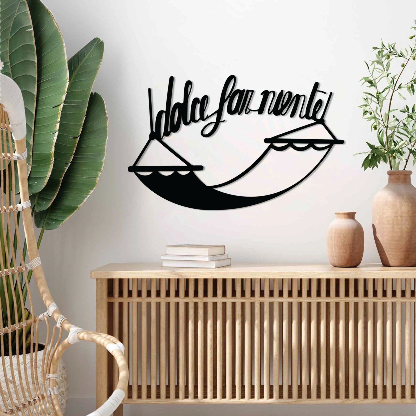 Aksesor dekorativ metalik për mur, Wallity Dolce Far Niente 5, ngjyrë e zezë, 60x38cm