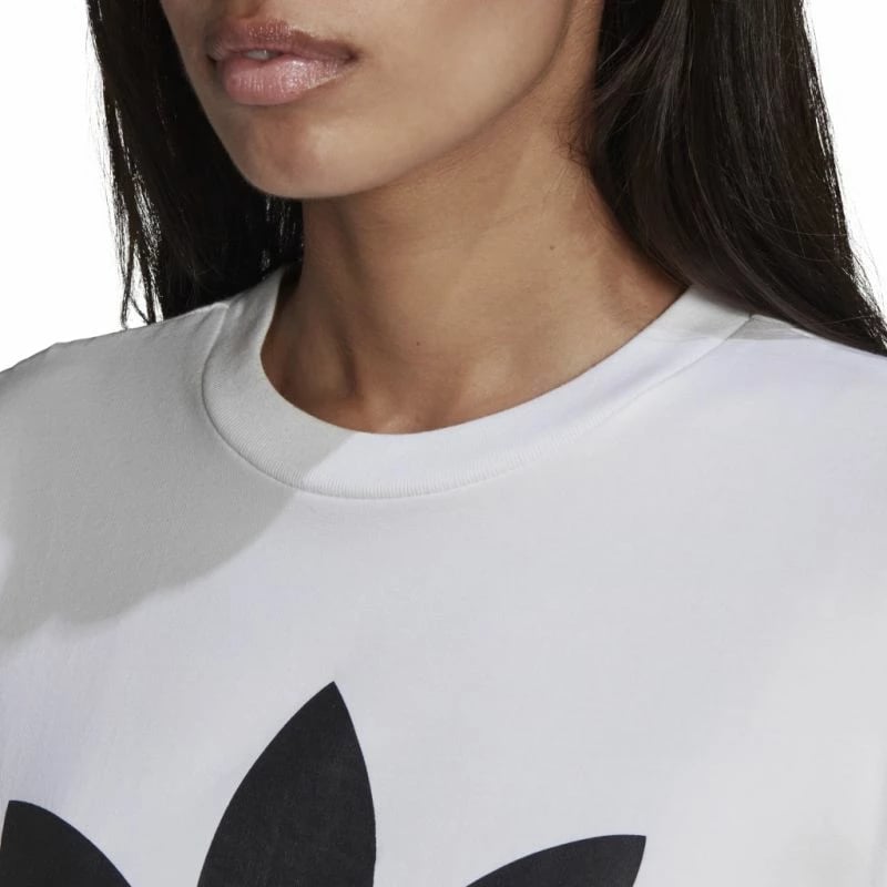 Maicë adidas Trefoil për femra, e bardhë
