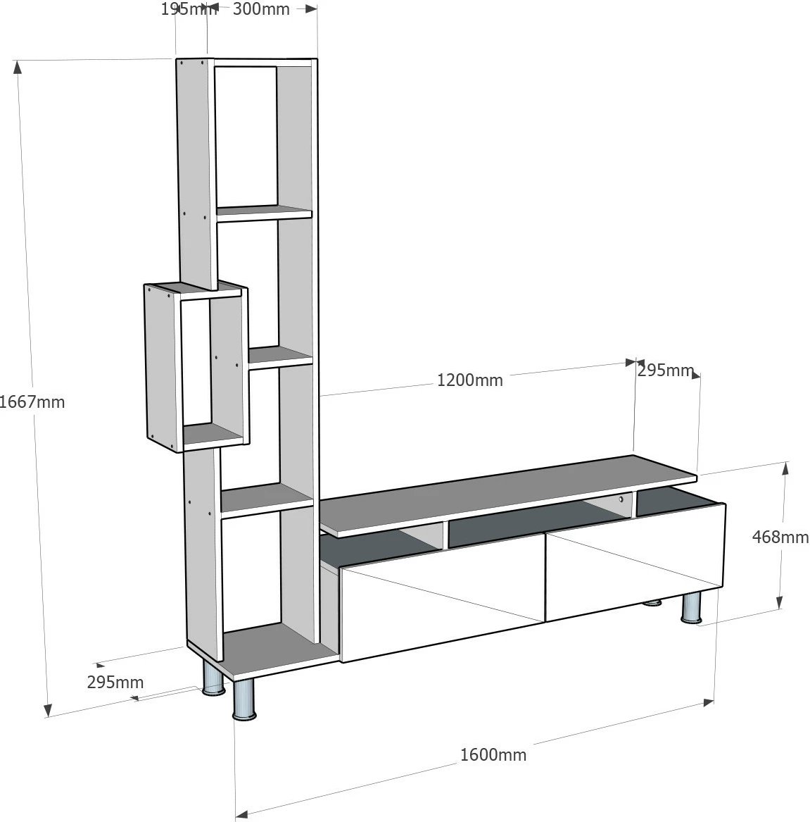 Komodë televizori Hanah Home, Tulip, e bardhë