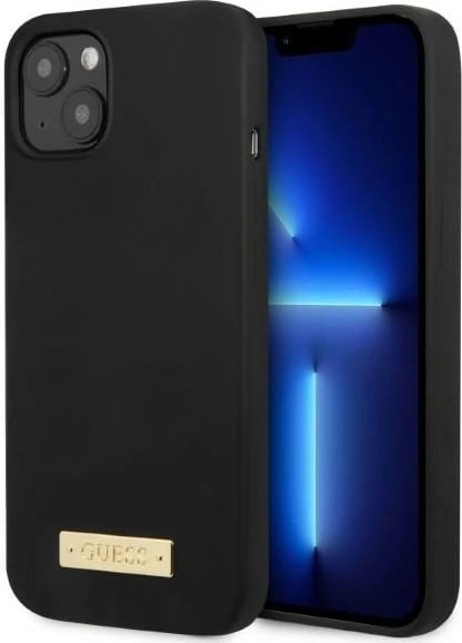 Mbështjellës Guess GUHMP13MSPLK për iPhone 13 6.1", silikon, MagSafe, zi