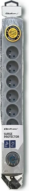 Kasë mbrojtëse Qoltec 50167 me 8 dalje, Quick Switch, 1.8m, Gri