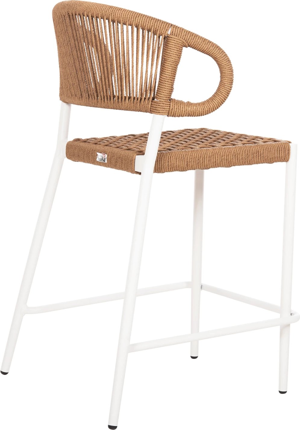 Karrige për bar, lartësi mesatare, EULO FH6087.02, alumin në të bardhë, ratan sintetik në bezhë, 60x60x99H cm