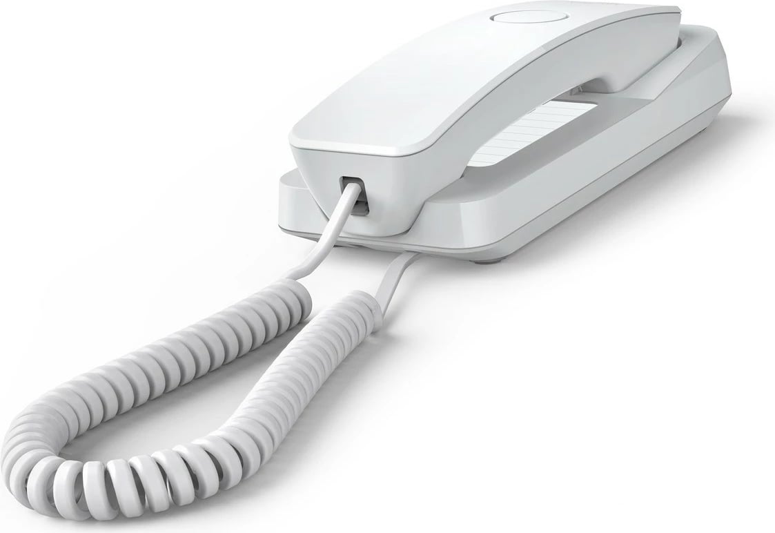 Telefon fiks me kabllo, Gigaset DESK 200, 10 shpejtthirrje, montim në mur, pa ekran, i bardhë