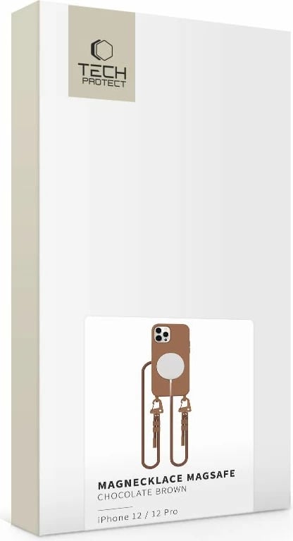 Mbështjellës Tech-Protect Magnecklace për iPhone 12 / 12 Pro, MagSafe, Kafe, me litar