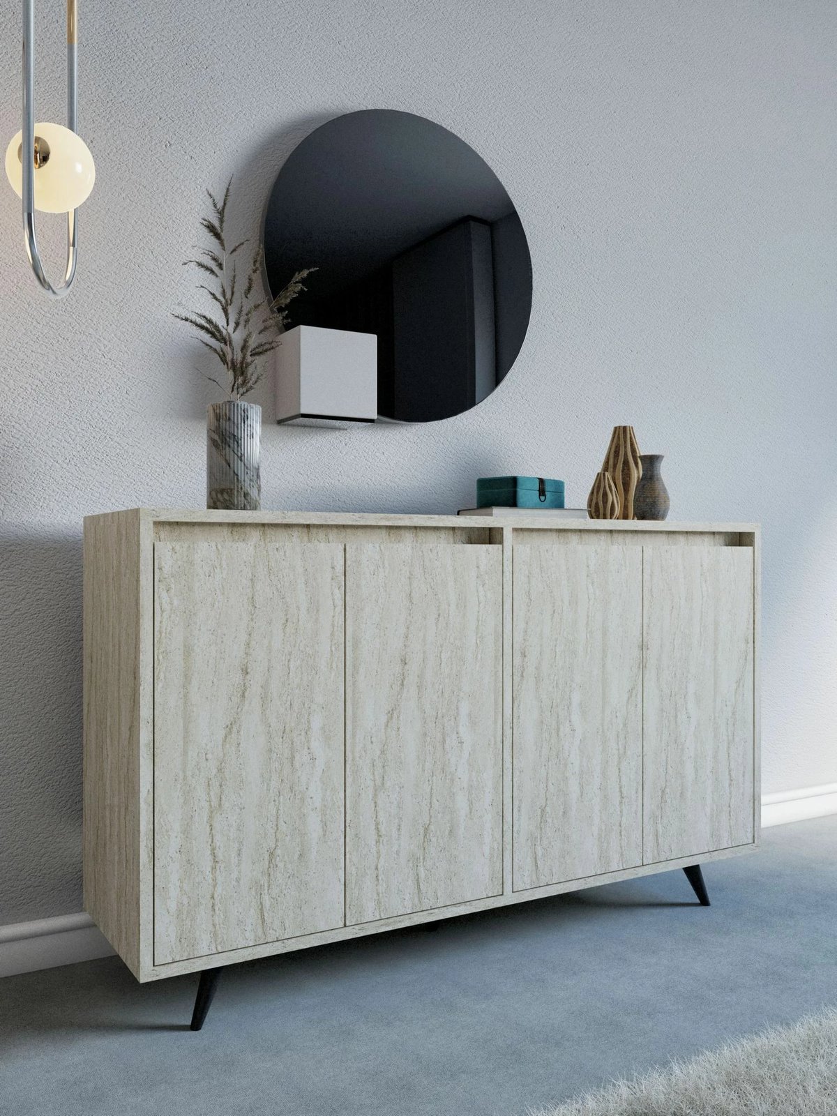 Konsol Hanah Home, Shans, ngjyrë travertin