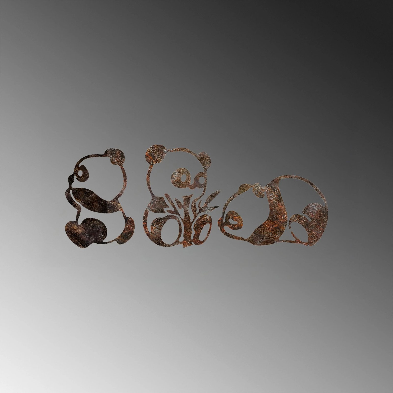 Aksesor dekorativ muri prej metali, panda me pamje të vjetër, Wallity