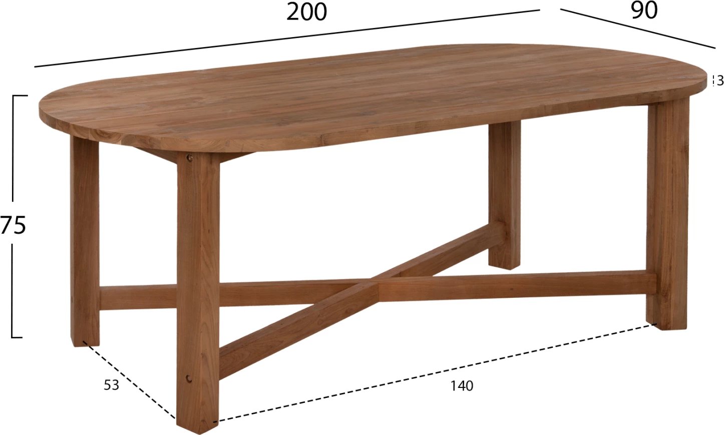 Tavolinë ngrënie KUTAI FH9640 dru TEAK i ricikluar ngjyrë natyrale 200x90x75 cm