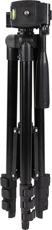 Tripod mini për kamera, Hurtel, universale me filetë 1/4", kokë pan/tilt me nivel, e zezë