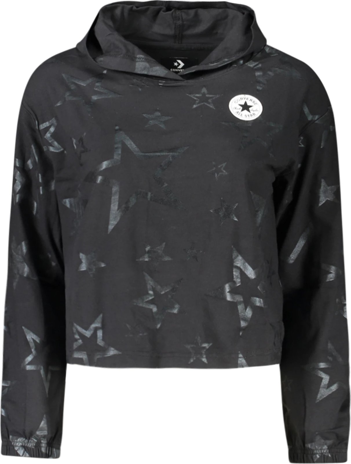 Maicë me kapuç Converse me mëngë të gjata për vajza, e zezë