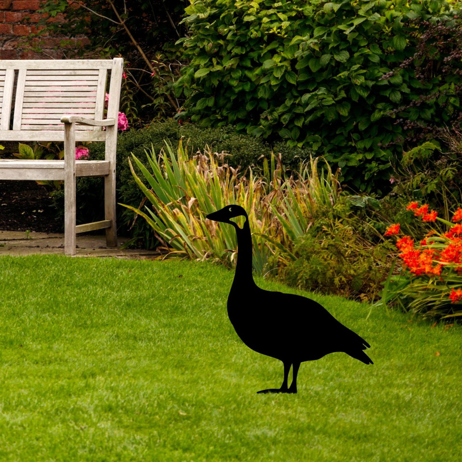 Objekt dekorativ për kopsht, dizajn Aberto, patë, ngjyrë e zezë, 64x44cm