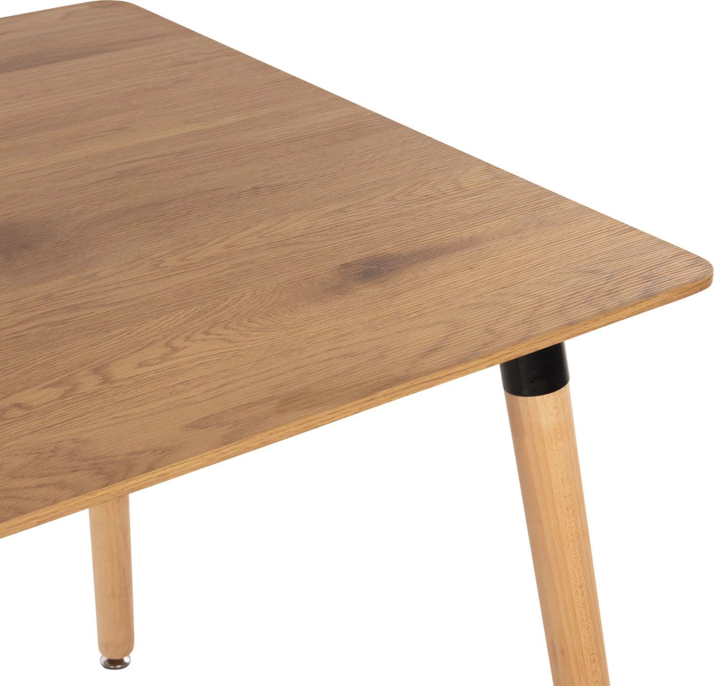 Tavolinë minimaliste për ngrënie, sipërfaqe MDF, këmbë druri ahu, ngjyrë natyrale, FH0057.04, 80x80x74cm