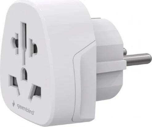 Adapter rryme udhëtimi, Gembird, A-AC-EUMINTF, 15A, prizë BE Schuko, i bardhë