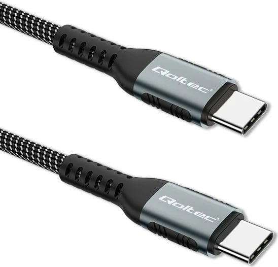 Kabllo USB Type-C Qoltec 52358, 1.5m, 100W, QC 3.0, e zezë
