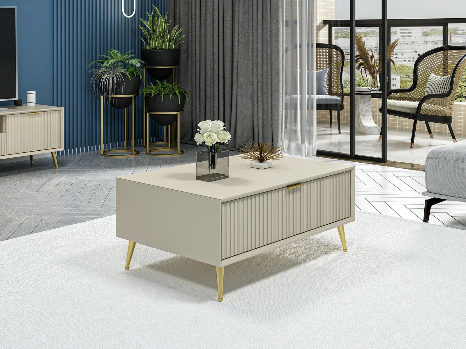 Tavolinë e ulët Hanah Home, ngjyrë rëre, Luxe