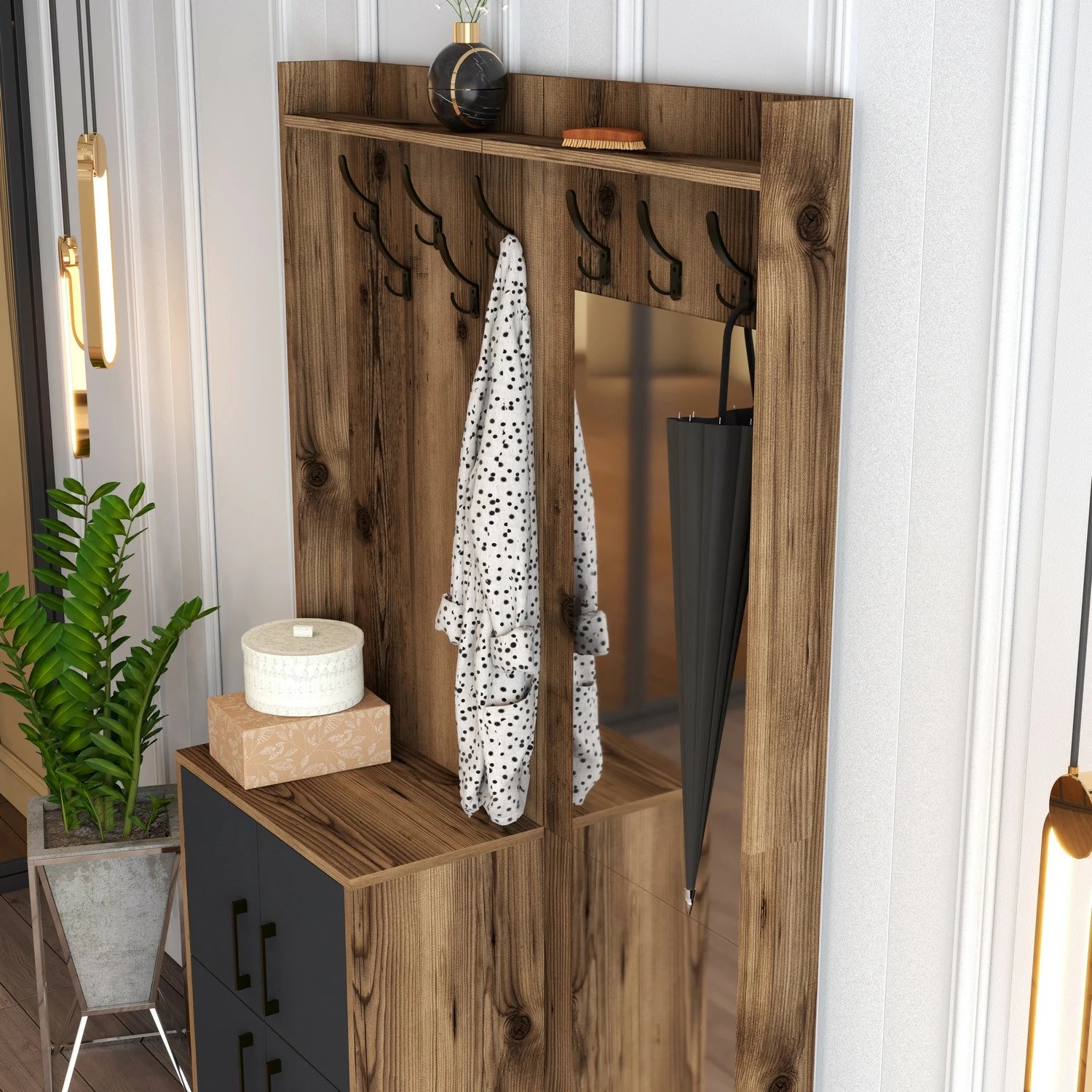 Stendë për korridor Hanah Home, Berlin BC, ngjyrë arre dhe antracit